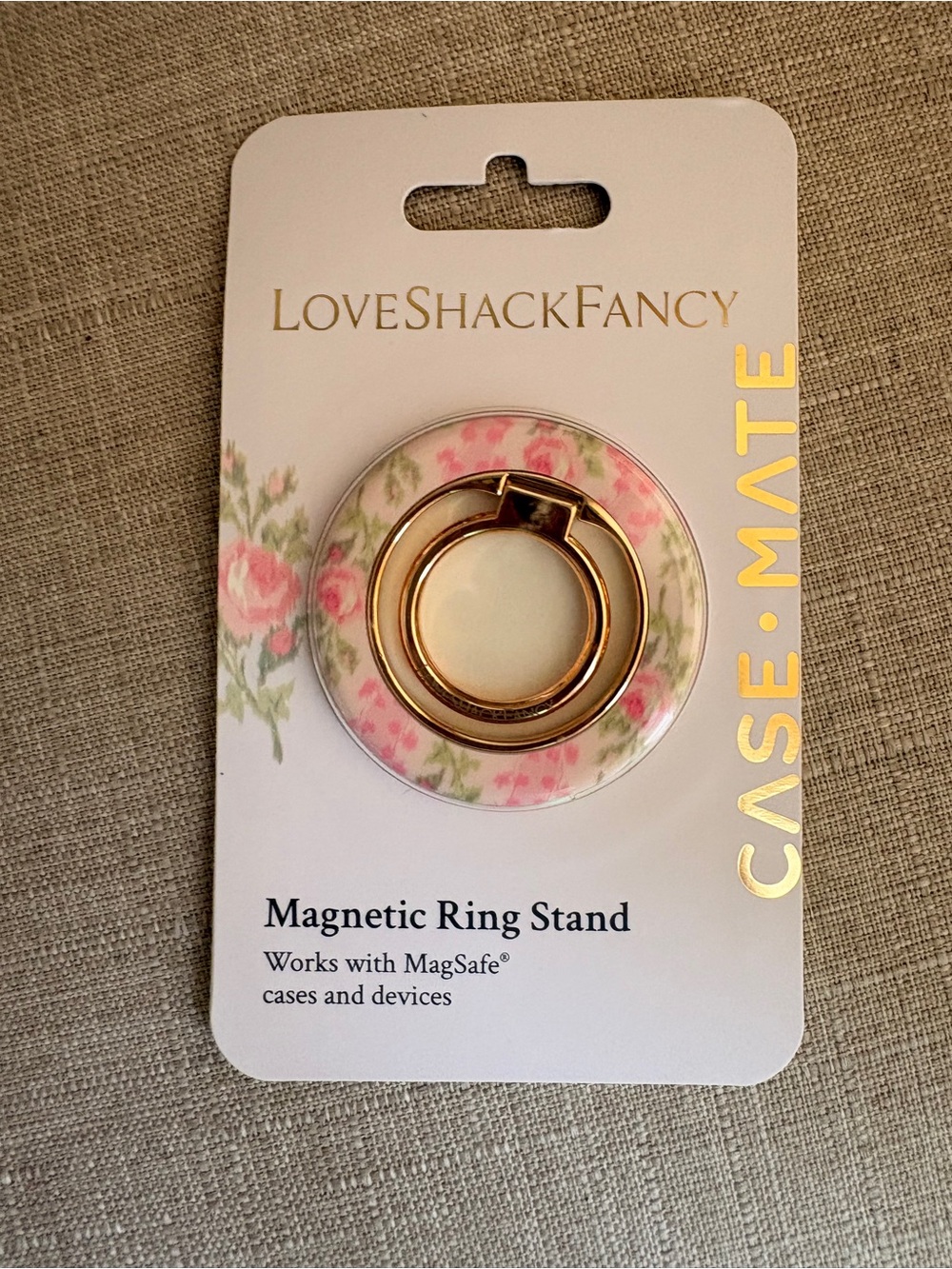 LoveShackFancy Rose Magnetic Ring Phone Stand - Pink & Gold